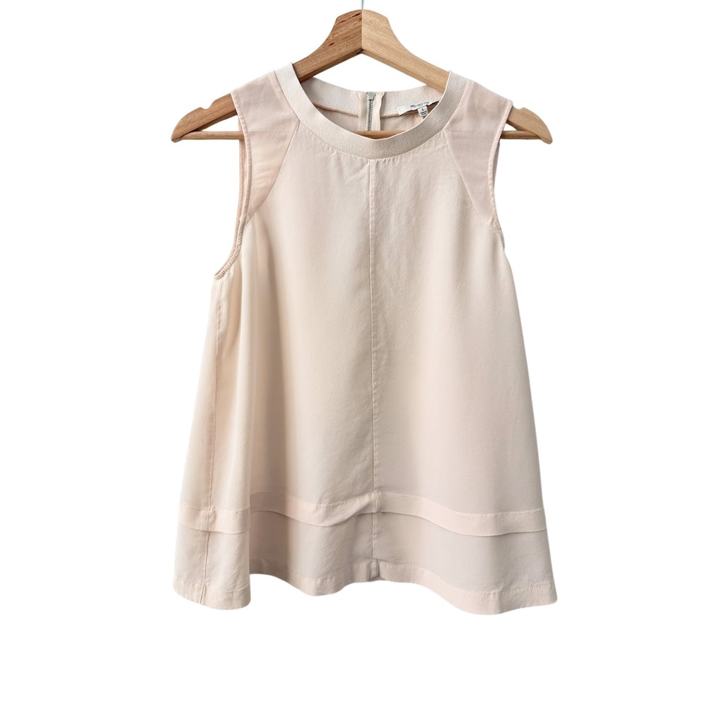 Madewell 100% Silk Sleeveless Blouse Small Blush Pink Top Office Workwear Chic - Picture 2 of 6